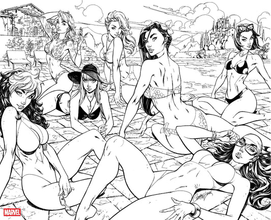 Marvel Swimsuit Special: Friends Foes & Rivals #1 J. Scott Campbell 1:25 BW